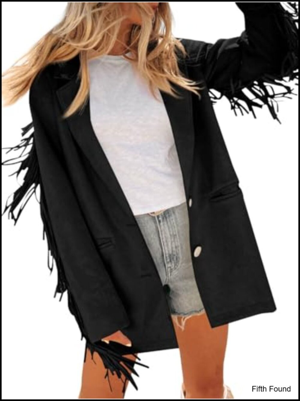 Faux Suede Fringe Jacket Blazer Button Suit Jacket
